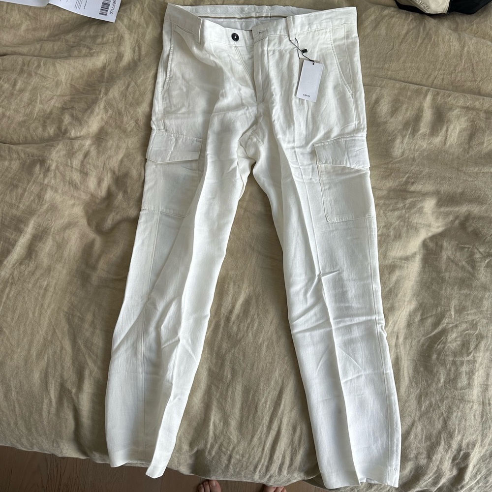 NWT mango men’s chino cargo pant off white mens waist 32” inseam 30”